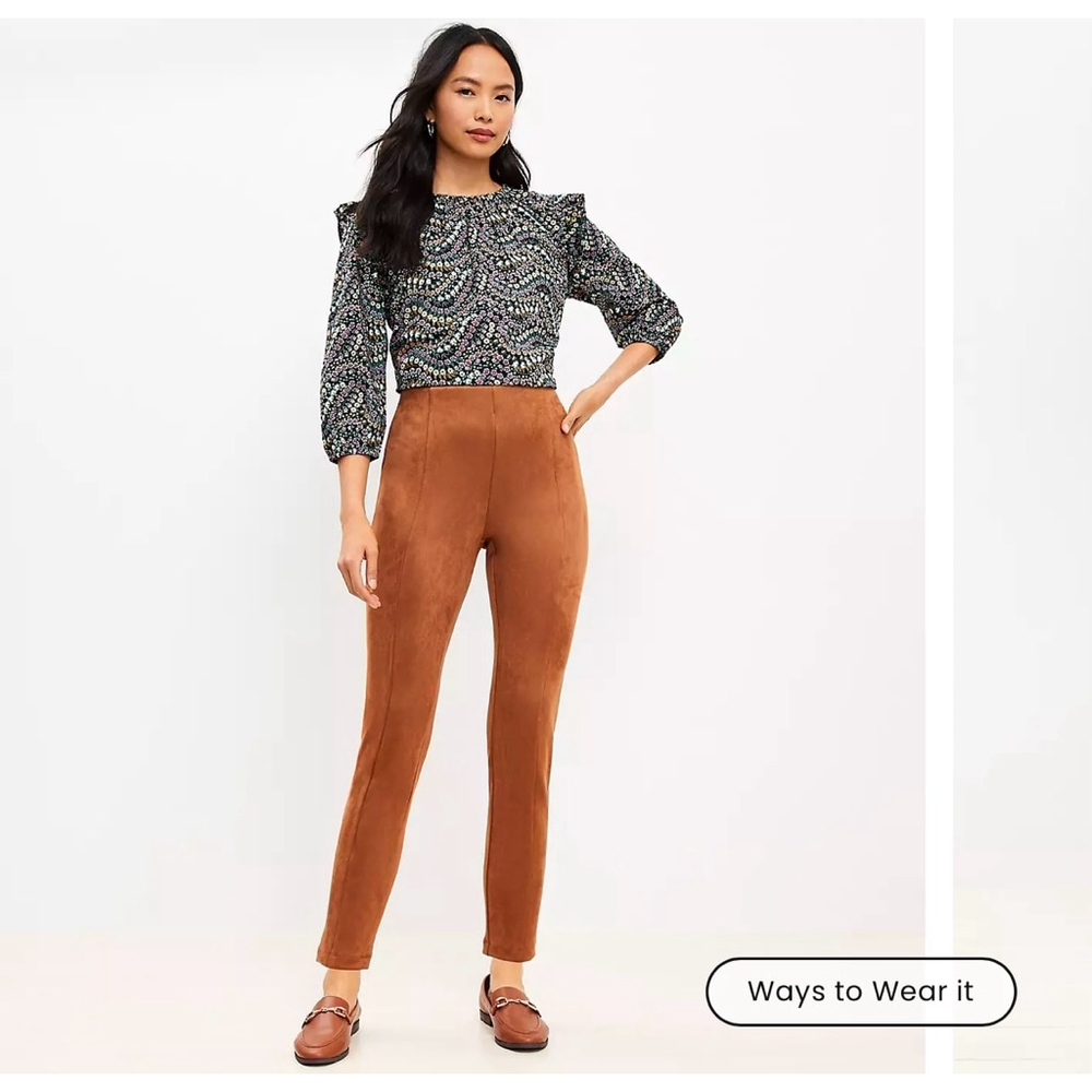 LOFT | Faux Suede Leggings in Fresh Pumpernickel | Small - Picture 12 of 12